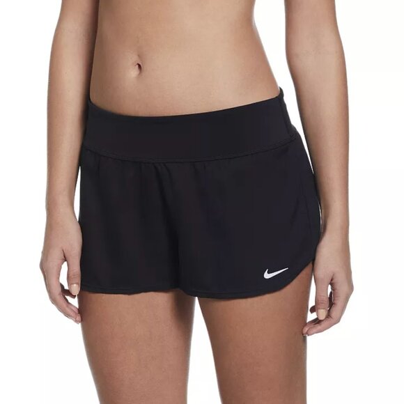 NWT NIKE Women's Solid Element Swimming SWIM Boardshorts Black in Size 14 - Picture 1 of 5